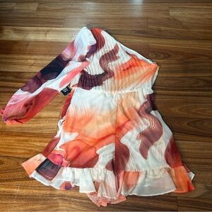 Express Romper one shoulder ruffle